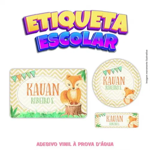 Kit Etiqueta Escolar em Vinil - Raposinha