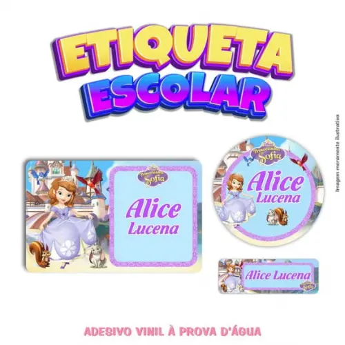 Kit Etiqueta Escolar em Vinil - Princesa Sofia