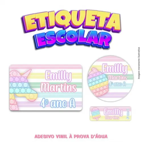 Kit Etiqueta Escolar em Vinil - Pop It