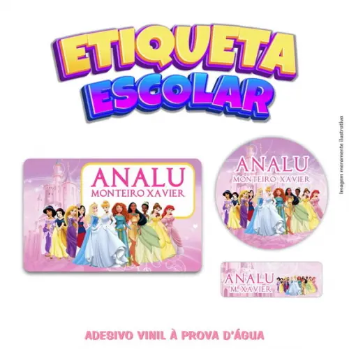 Kit Etiqueta Escolar em Vinil - Princesas