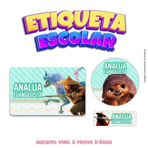 Kit Etiqueta Escolar em Vinil - Raya e o Ultimo Dragão