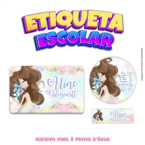 Kit Etiqueta Escolar em Vinil - Sereia 2