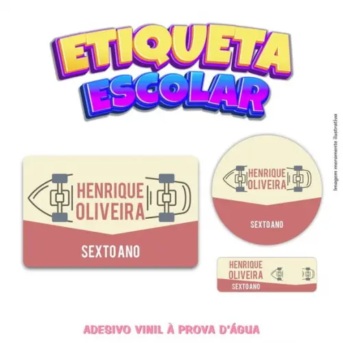 Kit Etiqueta Escolar em Vinil - Skate