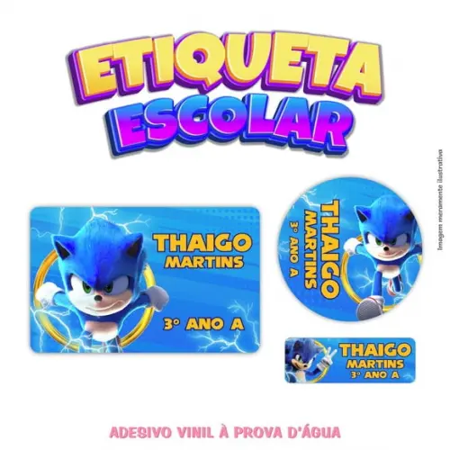 Kit Etiqueta Escolar em Vinil - Sonic