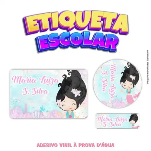 Kit Etiqueta Escolar em Vinil - Sereia