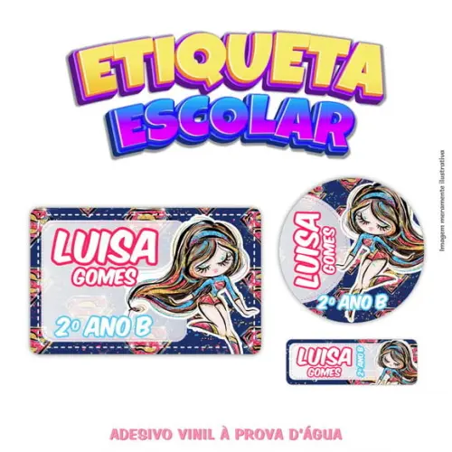 Kit Etiqueta Escolar em Vinil - Super Girl