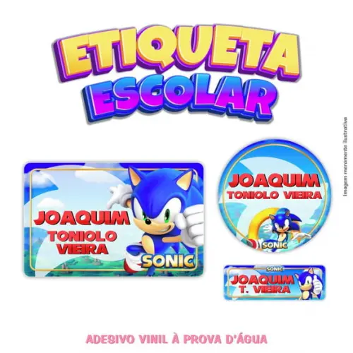 Kit Etiqueta Escolar em Vinil - Sonic