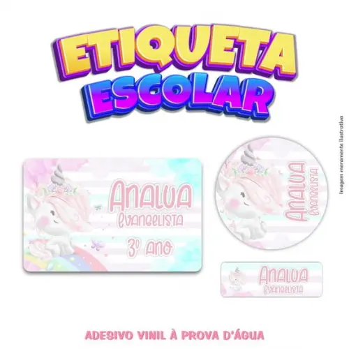 Kit Etiqueta Escolar em Vinil - Unicórnio 3