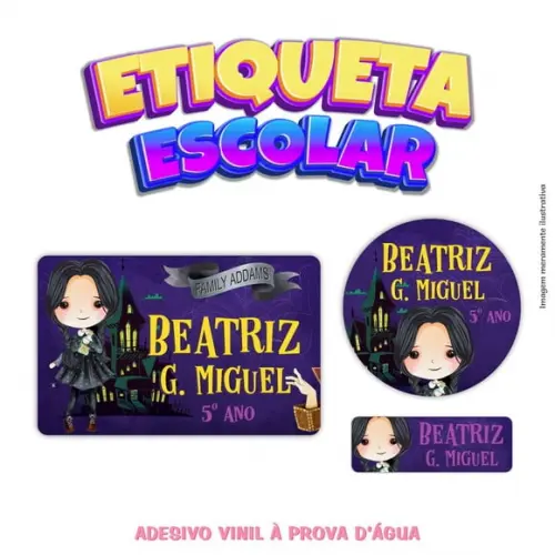 Kit Etiqueta Escolar em Vinil - Vandinha Família Addams