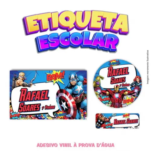 Kit Etiqueta Escolar em Vinil - Vingadores