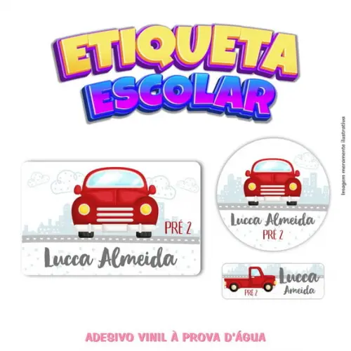 Kit Etiqueta Escolar em Vinil Carros