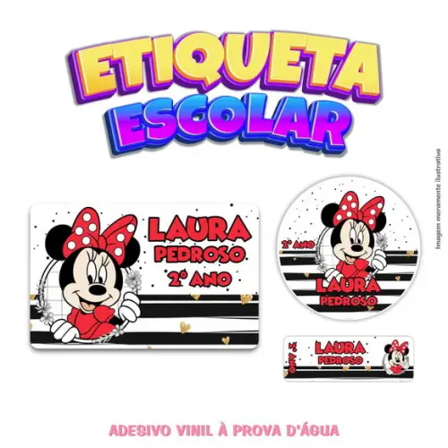 Kit Etiqueta Escolar em Vinil Minnie Vermelha