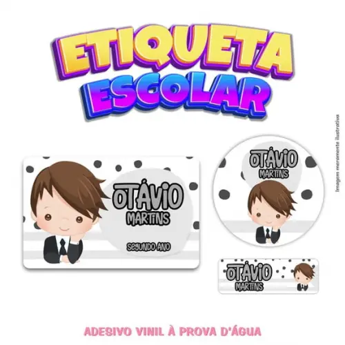 Kit Etiqueta Escolar em Vinil- Menininho Moreno