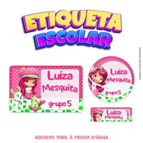 Kit Etiqueta Escolar em Vinil- Moranguinho