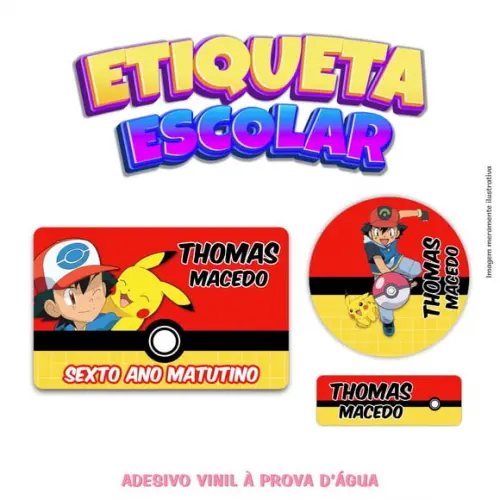 Kit Etiqueta Escolar Vinil - Pokémon 2