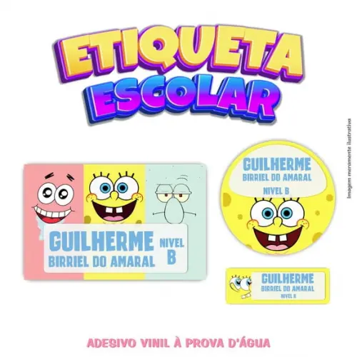 Kit Etiqueta Escolar Vinil - Bob Esponja