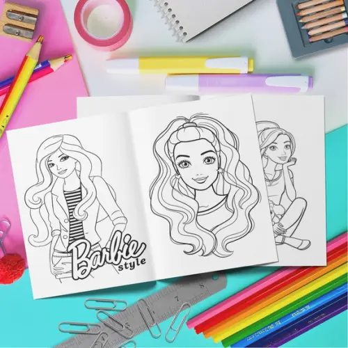 Kit Livrinho Colorir + Cartela Adesiva - Barbie