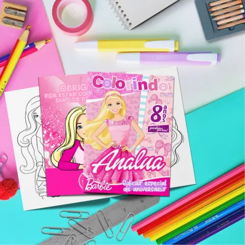 Kit Livrinho Colorir + Cartela Adesiva - Barbie