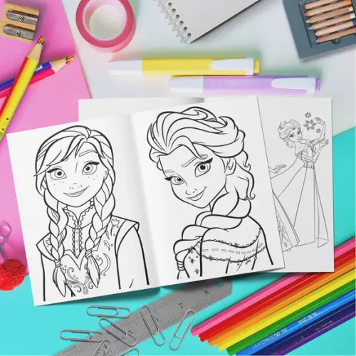 Kit Livrinho Colorir + Cartela Adesiva Frozen
