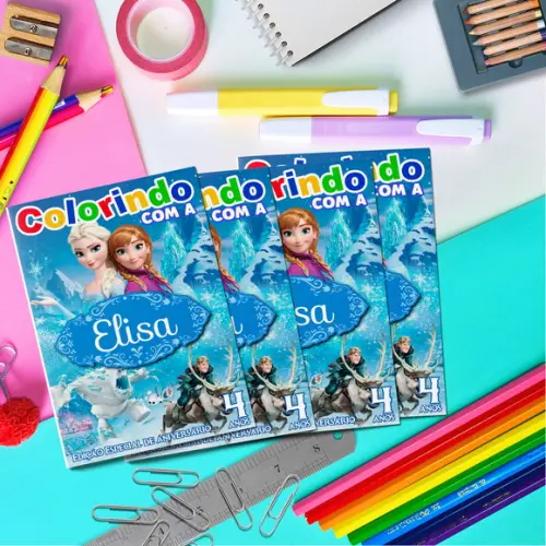 Kit Livrinho Colorir + Cartela Adesiva Frozen