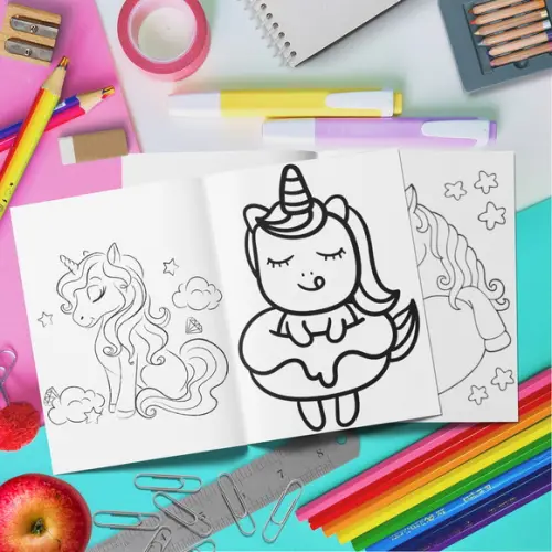 Kit Livro de Colorir + Cartela Adesiva - Unicórnio