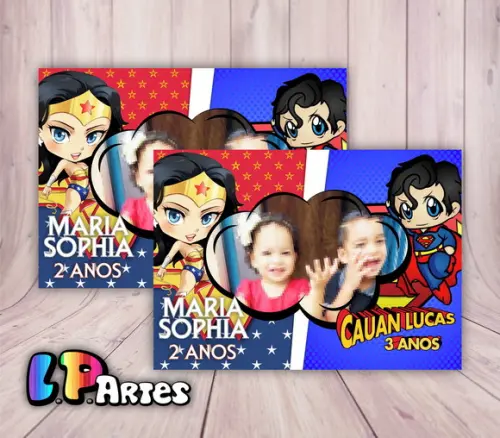 Lembrancinha com Imã Super Homem e Mulher Maravilha