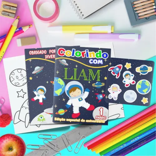 Livrinho Colorir + Cartela Adesiva - Astronauta