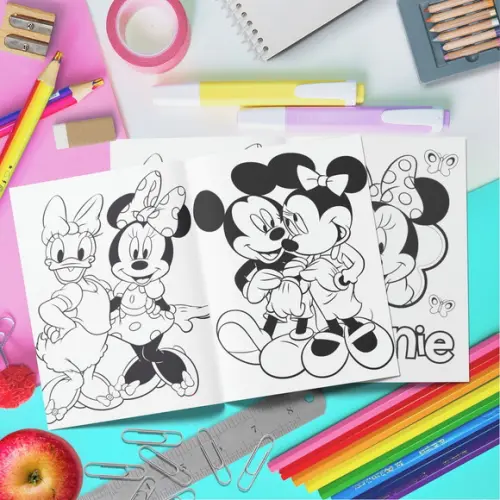 Livrinho Colorir + Cartela Adesiva - Minnie Vermelha