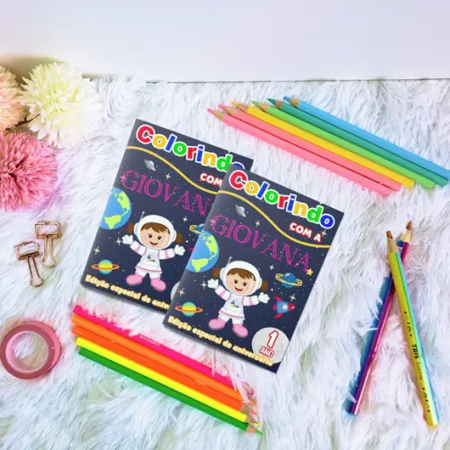 Livro de Colorir - Astronauta Menina Morena