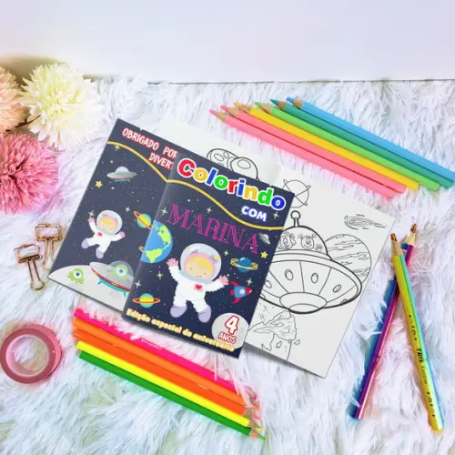 Livro de Colorir - Astronauta Menina Loira