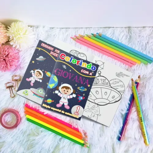 Livro de Colorir - Astronauta Menina Morena