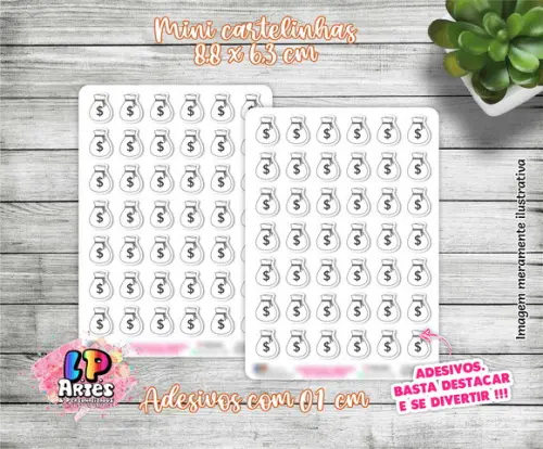 Mini Cartela de Adesivo - Bag Money - M30