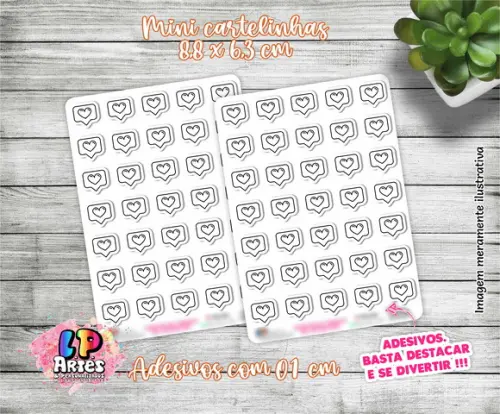 Mini Cartela de Adesivo - Balão de Fala Coração - M08