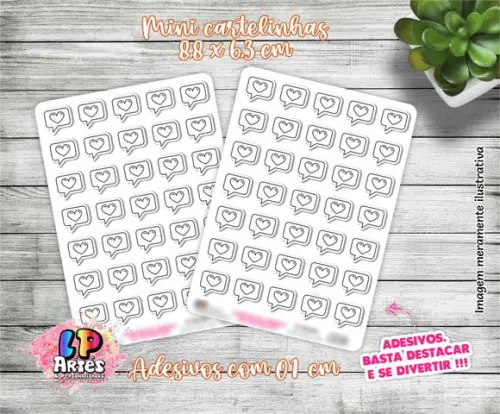 Mini Cartela de Adesivo - Balão de Fala Coração - M11