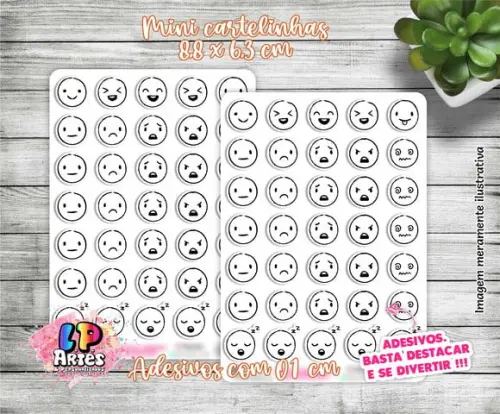 Mini Cartela de Adesivo - Emojis - M33
