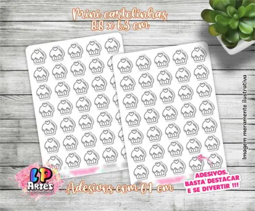 Mini Cartela de Adesivo - Cupcake - M12