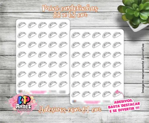 Mini Cartela de Adesivo - Tacos - M27