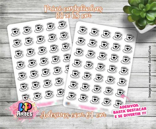 Mini Cartela de Adesivos - Xícara Coração - M06