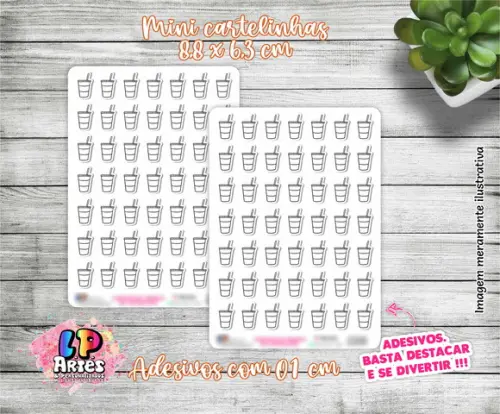 Mini Cartela de Adesivos - Copo de Suco- M09
