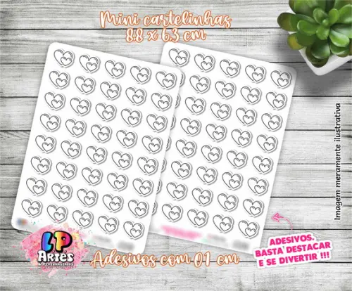 Mini Cartela de Adesivos - Corações - M10
