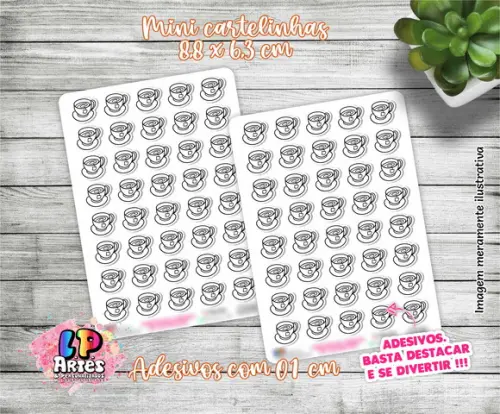 Mini Cartela de Adesivos - Xícara de Chá - M04