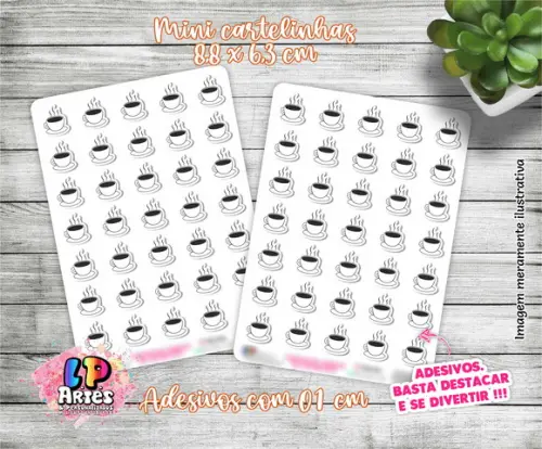 Mini Cartela de Adesivos - Xícara de Café - M05