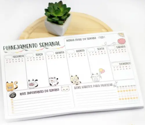 Planner Semanal - Gatinhos