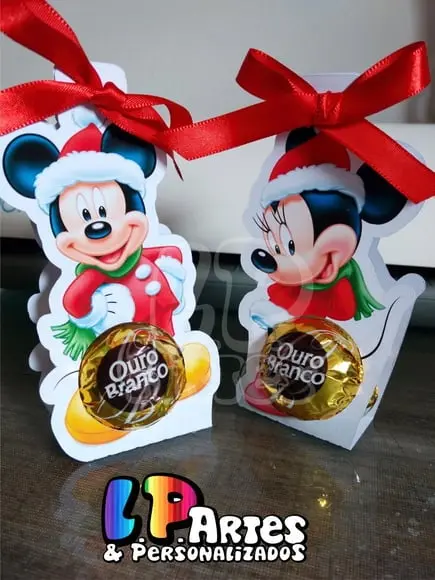 Porta Bombom Natal - Mickey e Minnie