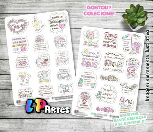 Stickers - Cartela Adesivos Em Vinil - Frases Ilustradas 1