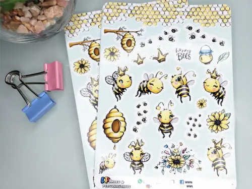 Stickers - Cartela de Adesivos - Abelha