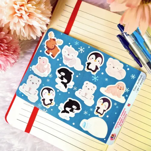 Stickers - Cartela de Adesivos - Animais Polares