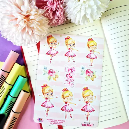 Stickers - Cartela de Adesivos - Bailarina
