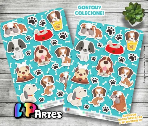 Stickers - Cartela de Adesivos - Cachorrinhos