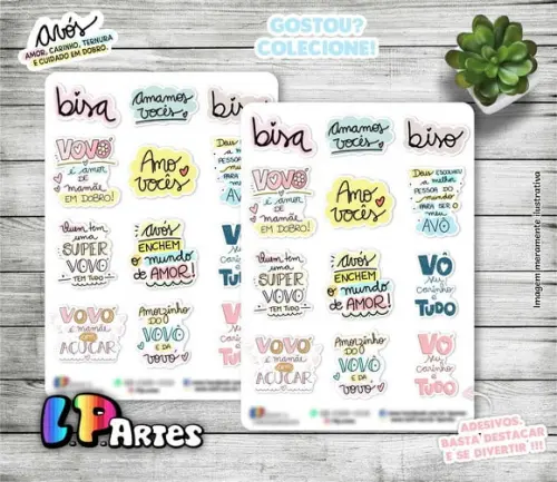 Stickers - Cartela de Adesivos - Dia dos Avós